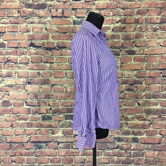 Express Design Studio Lavender White Stripe Shirt - Picture 2 of 4